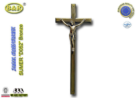 Volwassen Kruis en Europese Stijl 44*17.5cm van de Zinkdoodskist van de Doodskistdecoratie D052 het antieke brons van het zamakkruisbeeld kleuren
