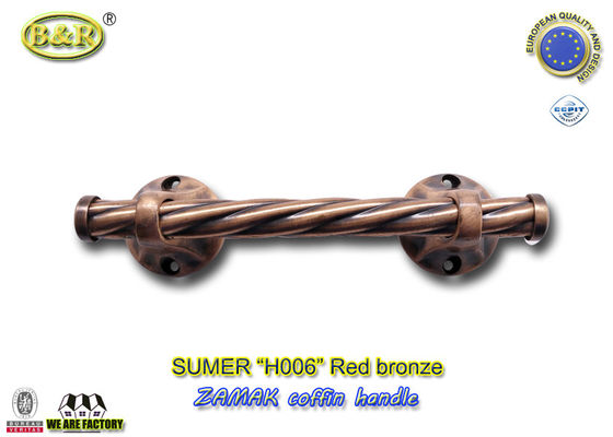 โลงศพโลหะ Zamak ขัดเงา H006 สีบรอนซ์แดงขนาด 25.5 x 6.5 ซม