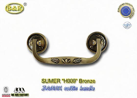 สมรรถนะสูงโลงศพโลหะ Zamak จับได้ขนาด 19 * 7 ซม. Rod H009 สีบรอนซ์โบราณ