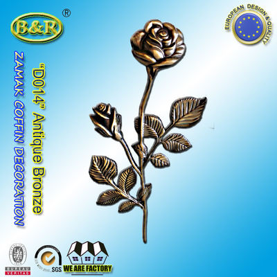 زاماك روز التابوت المعدني المناسب D014 ذهب فضة أو برونز زاماك مادة سبائك الزنك 39 * 18cm