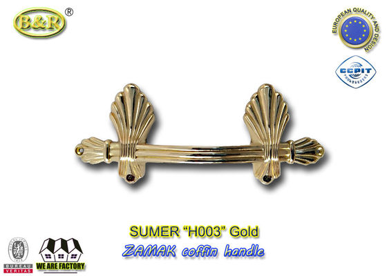 Maniglia europea del cofanetto del metallo dello zamak di stile che misura H003 la maniglia in lega di zinco dell'oro di colore di dimensione 22.5*10.5cm