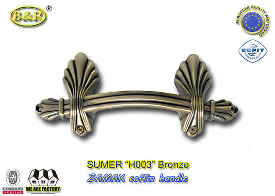 Maniglia europea del cofanetto del metallo dello zamak di stile che misura H003 la maniglia in lega di zinco dell'oro di colore di dimensione 22.5*10.5cm