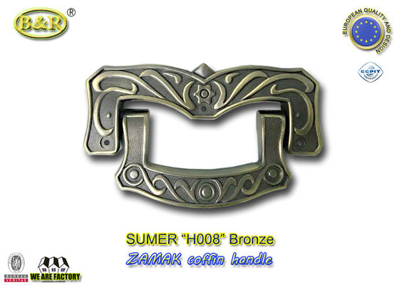 Tamanho do ouro da referência H008 punhos do caixão de 19 x 11 Cm, acessórios ligas de zinco do caixão