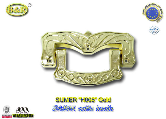 Tamanho do ouro da referência H008 punhos do caixão de 19 x 11 Cm, acessórios ligas de zinco do caixão