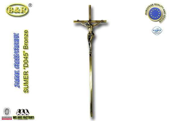 croix de zinc de catholique de 56.7*15.8cm pour le bronze européen d'antiquité de style de crucifix de zamak de la décoration D045 de cercueil en métal