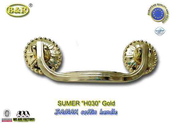Beerdigungs-Metallschatullen-Griff, zamak H030 Sarggriff Begräbnis- Zusatz- und Hardware-Gold färben Größe: 19*7.5cm