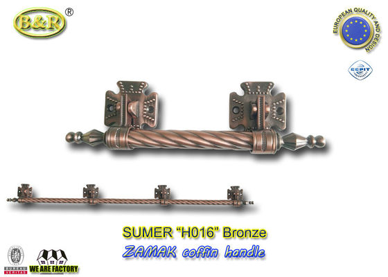 Le long cercueil de Barref H016 de cercueil en métal manipule Herrajes en bronze antique Para Ataudes