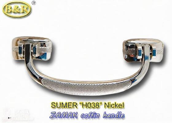 حجم 19 * 7cm زاماك نعش مقابض الأجهزة المعدنية مقابض النعش H038 فضية اللون