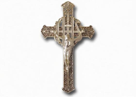 Cristos di crucifijos y di plasticos funerei dell'incrocio e della croce DP007 30cm*17cm di colore dorato di plastica