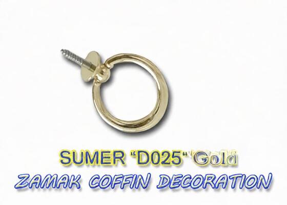 tabut dekorasyon için vida ile zamak yüzük D025 altın renk metal vida dia.4cm